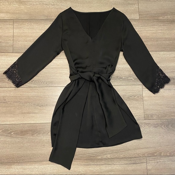 Zara black silk dress with tie back - Picture 2 of 4